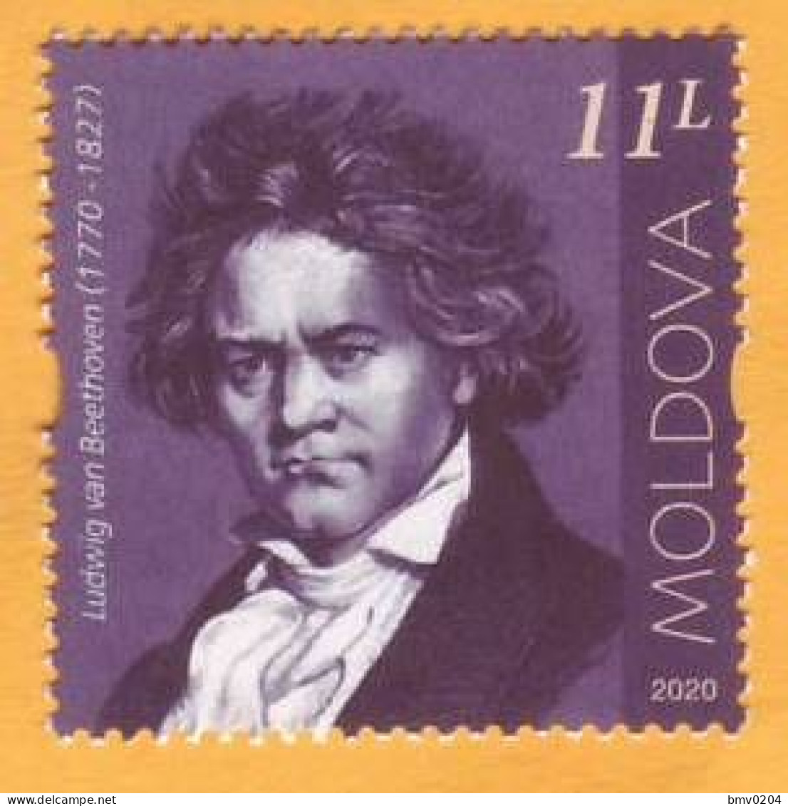 2020  Moldova Moldavie  250 Ludwig Van Beethoven Music, Violin, Piano, Symphony Germany Austria 1v Mint - Music