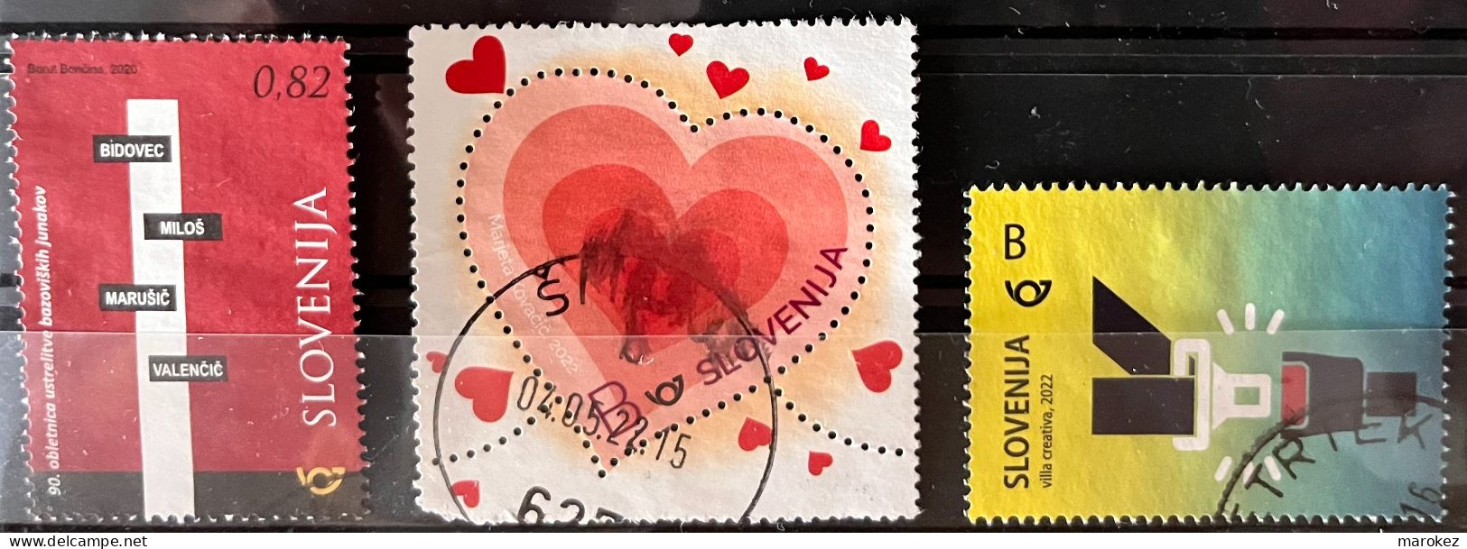 SLOVENIA 2020-2022 History, Love & Traffic Safety 3 Postally Used Stamps MICHEL # 1429,1549,1565 - Slowenien