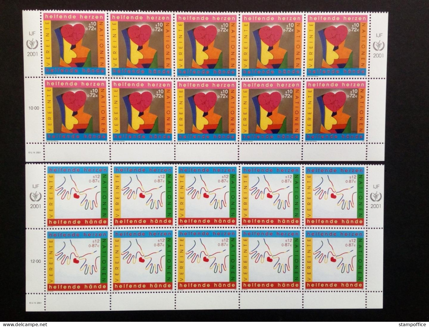 UNO WIEN MI-NR 331-332 POSTFRISCH(MINT) 10er EINHEIT INT. JAHR DER FREIWILLIGEN 2001 GEMÄLDE - Unused Stamps