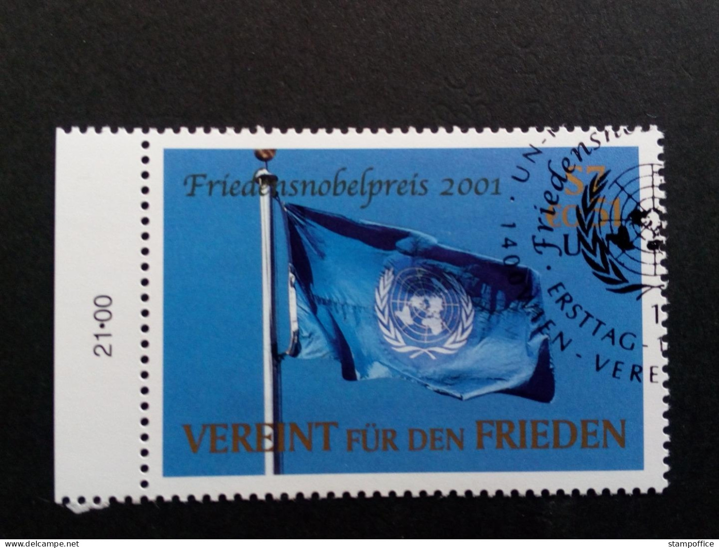 UNO WIEN MI-NR. 350 GESTEMPELT(USED) FRIEDENSNOBELPREISES FÜR KOFI ANNAN 2001 FLAGGE - Gebruikt