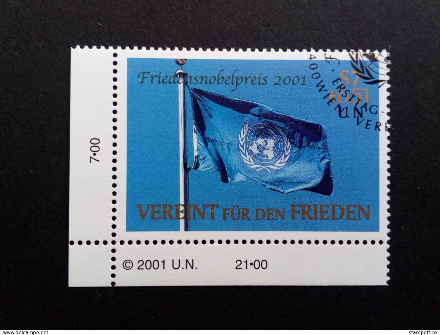 UNO WIEN MI-NR. 350 GESTEMPELT(USED) FRIEDENSNOBELPREISES FÜR KOFI ANNAN 2001 FLAGGE - Usati