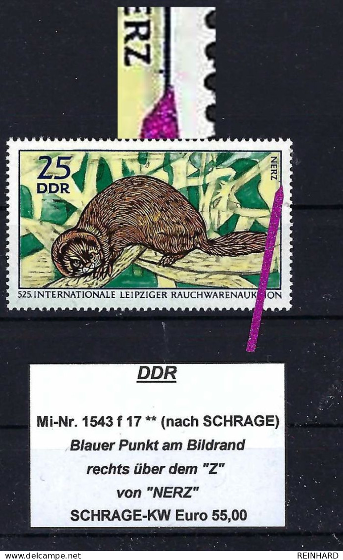 DDR Mi-Nr. 1543 F 17 Plattenfehler Postfrisch Nach SCHRAGE - Siehe Beschreibung Und Bild - Abarten Und Kuriositäten