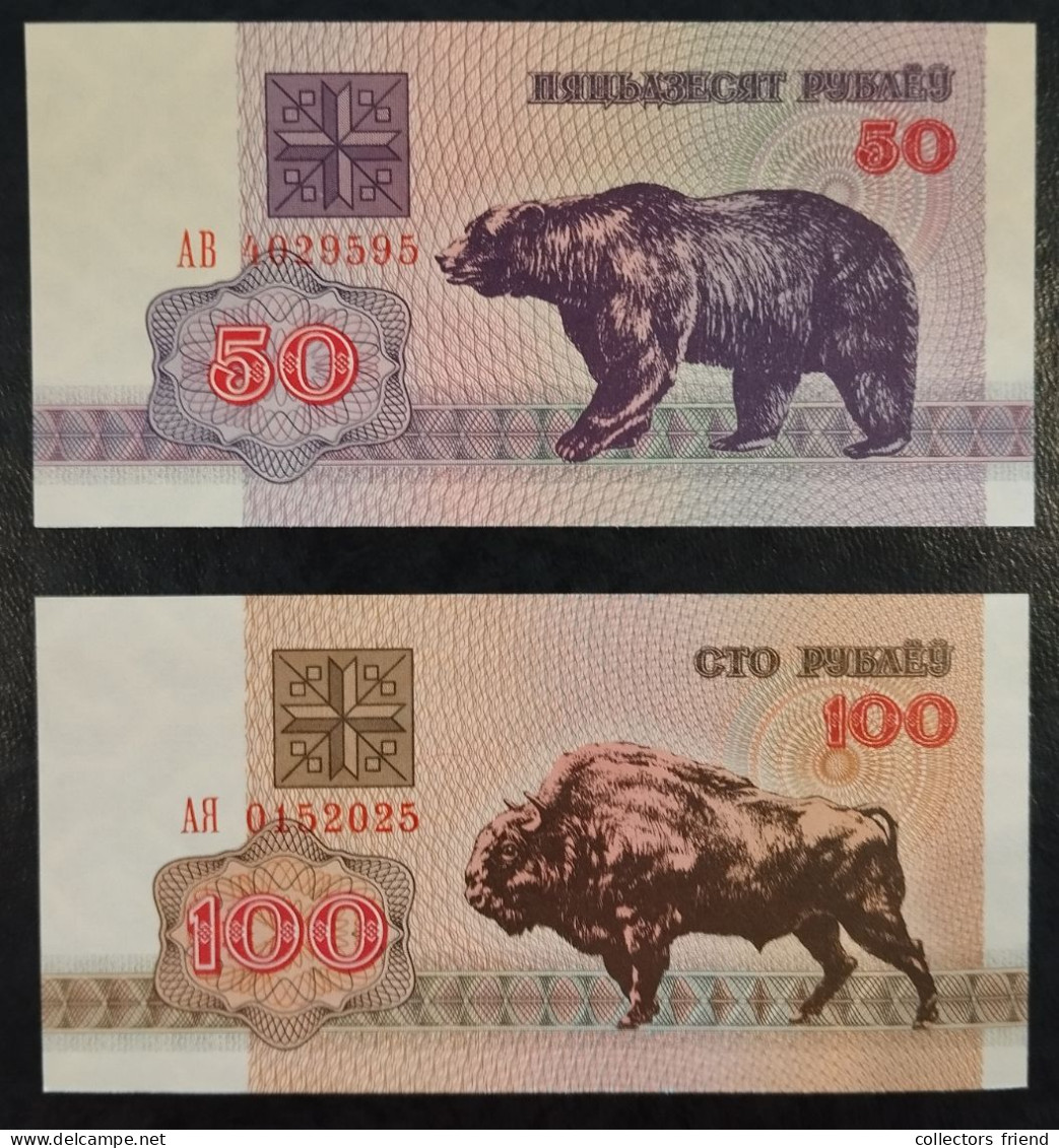 Belarus (4 Notes 1992) - 50 (P1) + 25 (P6a.1) + 50 (P7) + 100 (P8) Roubles - UNC - Wit-Rusland