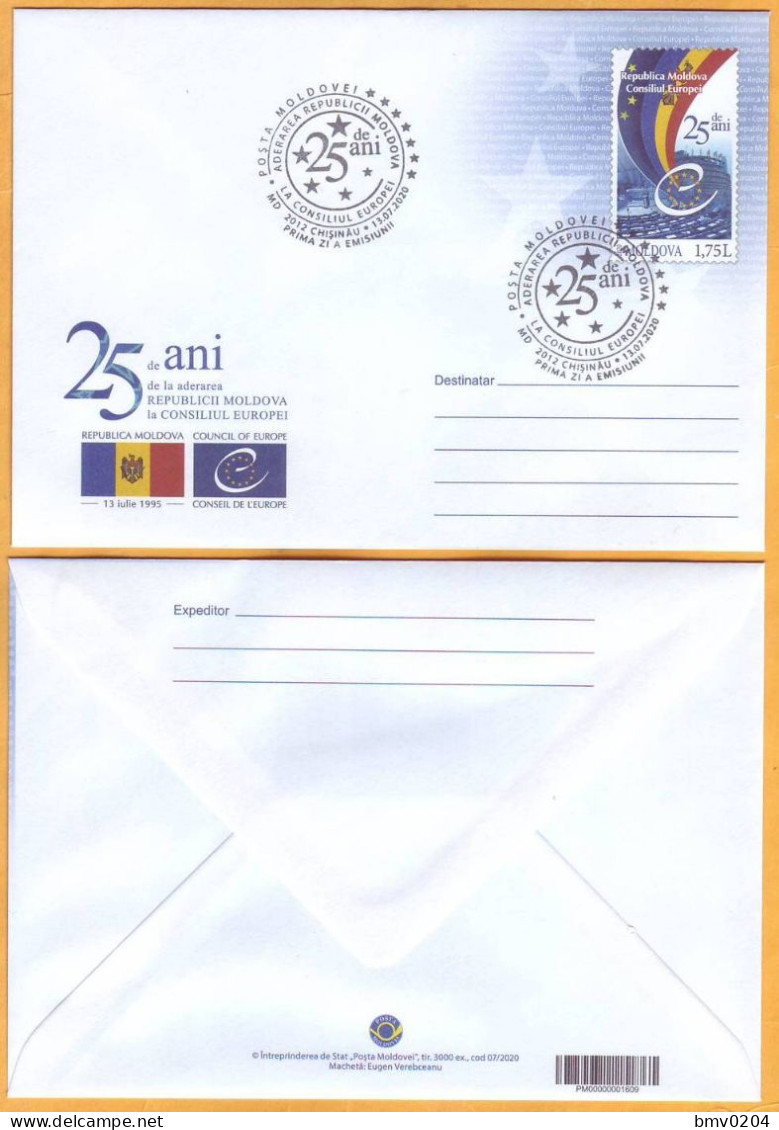 2020 Moldova  Moldavia 25 FDC Council Of Europe. European Ideas - Ideas Europeas