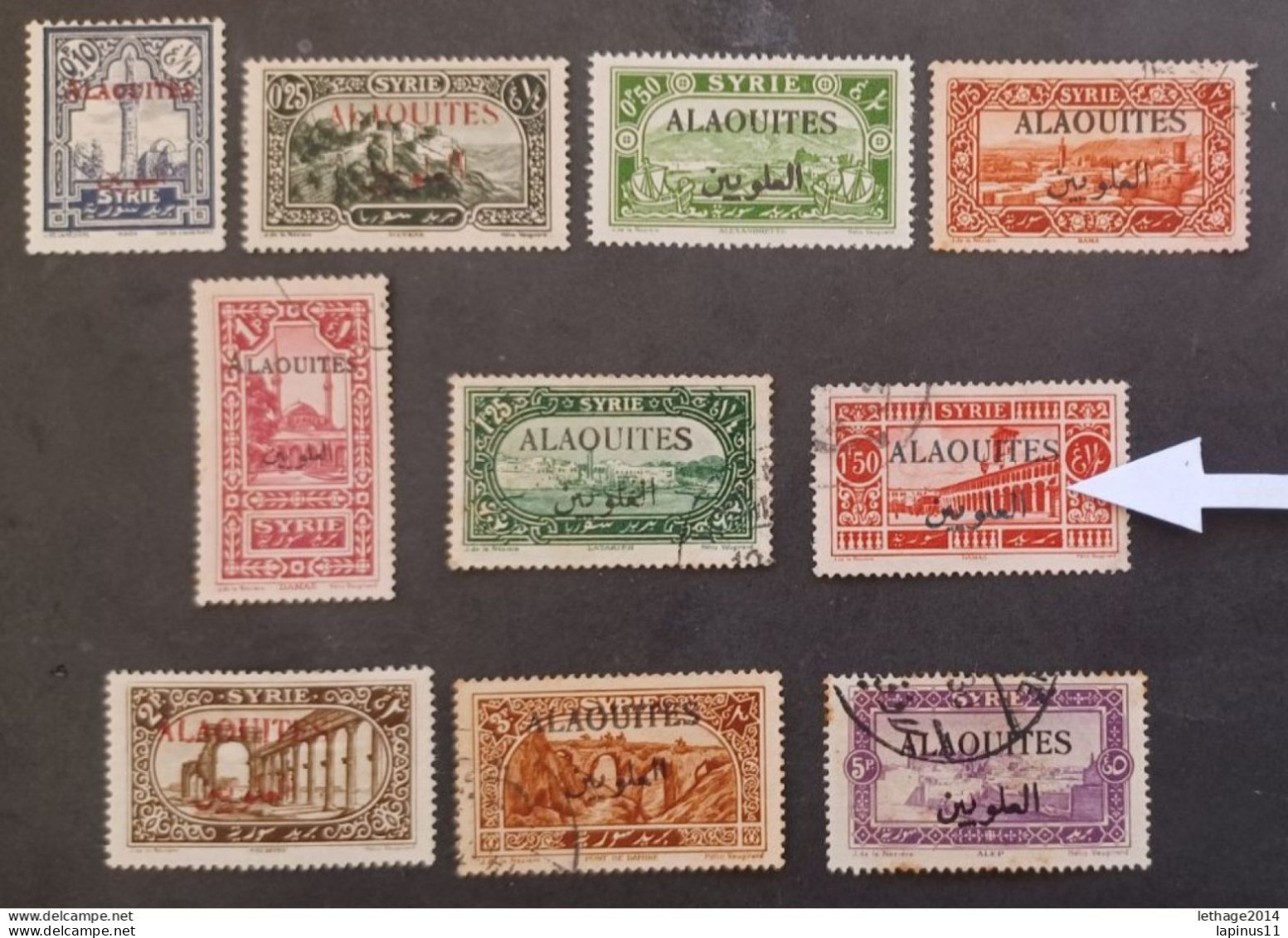 ALAOUITES SYRIE سوريا SYRIA 1925 STAMPS OF SYRIA OF 1925 OVERPRINT CAT YVERT N 22..32 ERROR N 28 1,50 P OVERPRINT BLACK - Usati