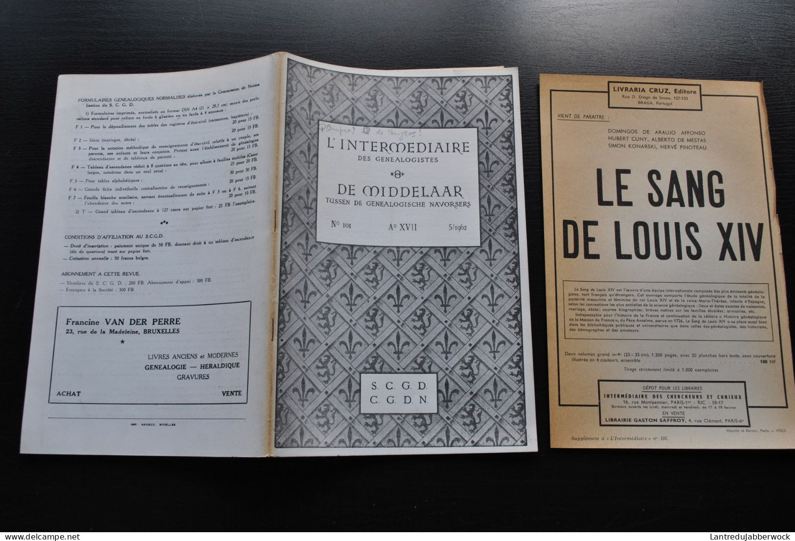 L'INTERMEDIAIRE DES GENEALOGISTES 101 1962 Généalogie Héraldique De La Brassine De Lantin De Vallejo Nieuport Armateurs - Dizionari
