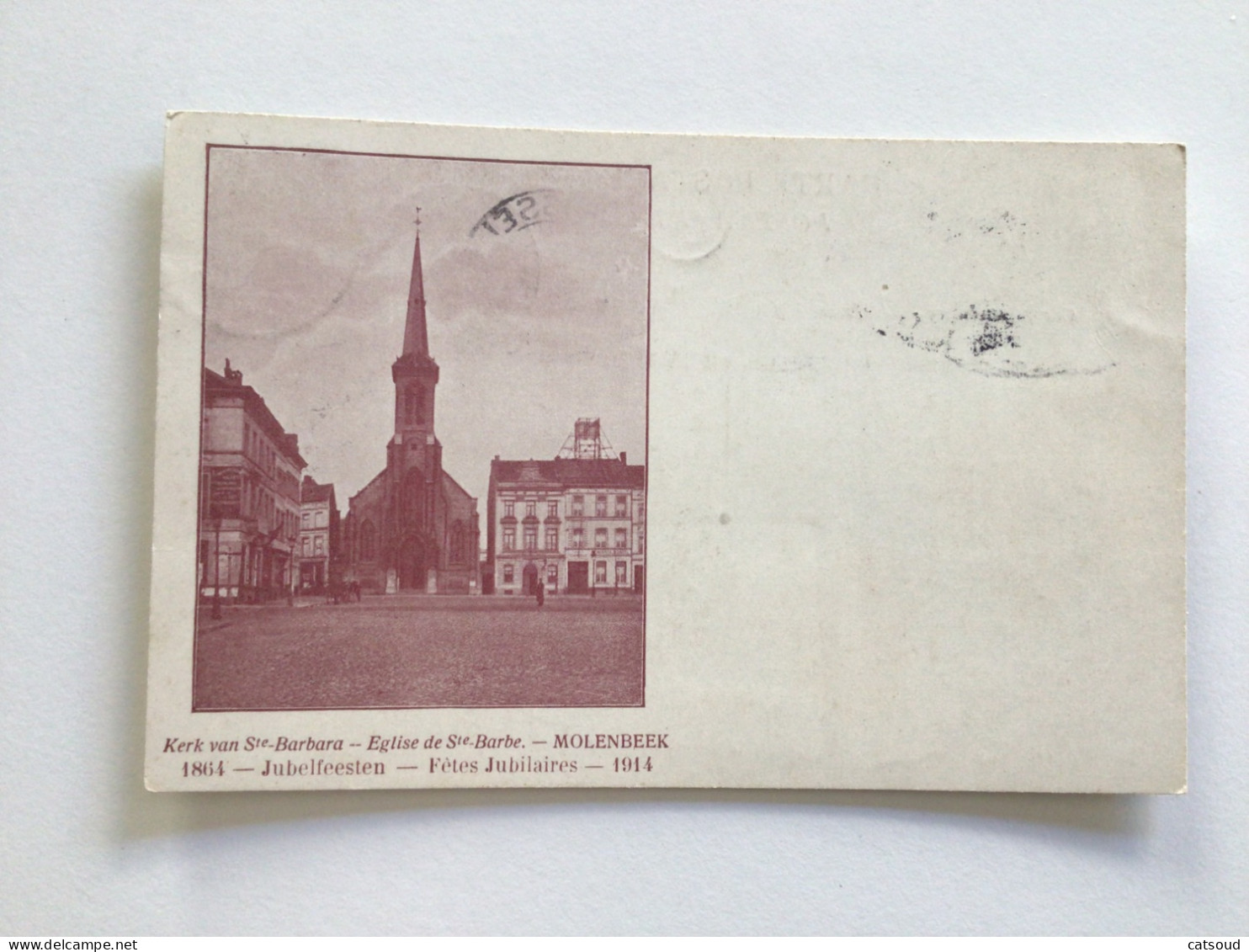 Carte Postale Ancienne (1914) Molenbeek Kerk Van Ste Barbara - Église De Ste-Barbe Fêtes Jubilaires - St-Jans-Molenbeek - Molenbeek-St-Jean