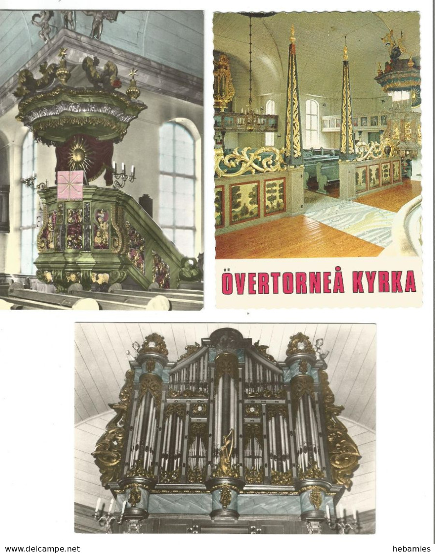ÖVERTORNEÅ CHURCH - KYRKA - Lot Of 3 Postcards - SWEDEN - SVERIGE - - Eglises Et Cathédrales