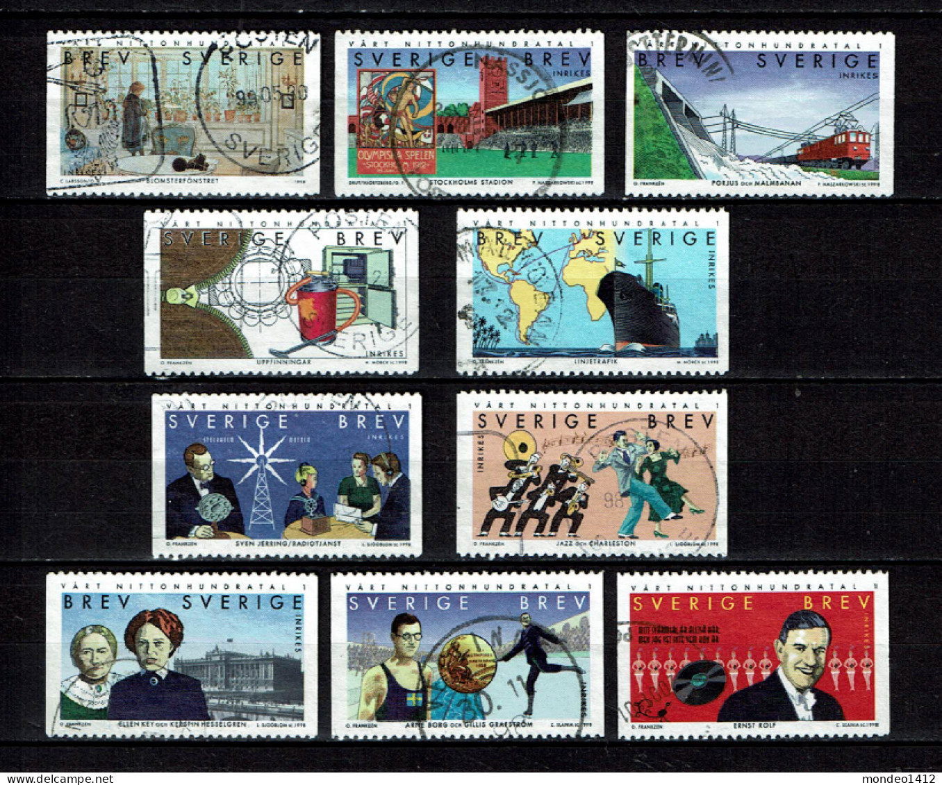 Sweden 1998 - Yv 2053/62 - The 20th Century, Le 20e Siècle - Complete  - Used - Gebruikt