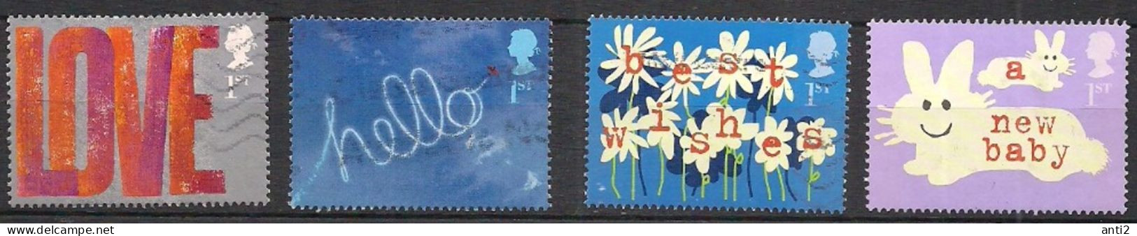 Great Britain  2002 Greeting Stamps Mi 1988-1992, Cancelled(o)   Four Values - Usados