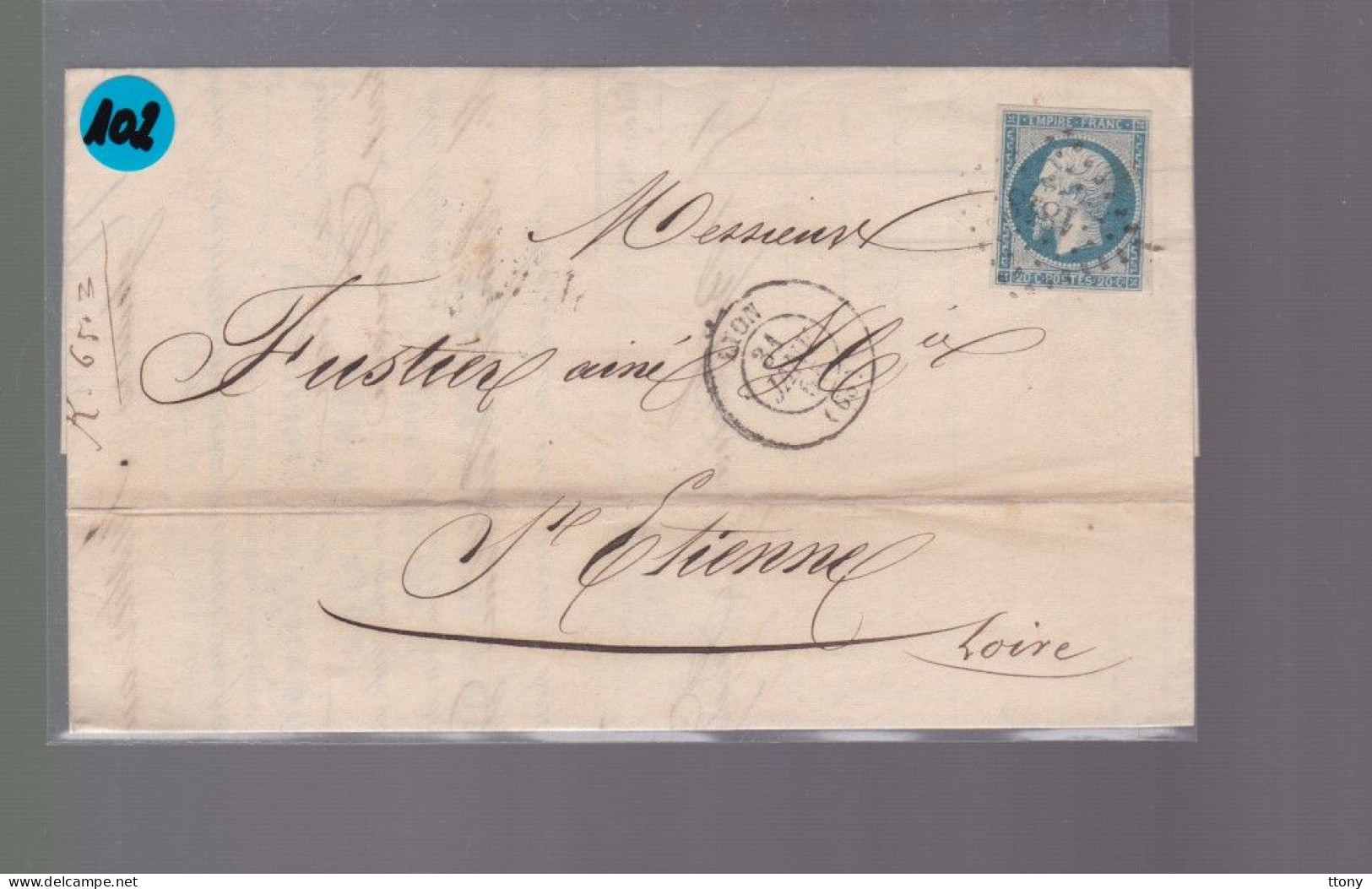 Une Facture Papier Entête   Larat Mille 1855  Lyon  Expédition  Pour Tous Pays   Timbre N°14 Napoléon III St -Etienne - 1800 – 1899