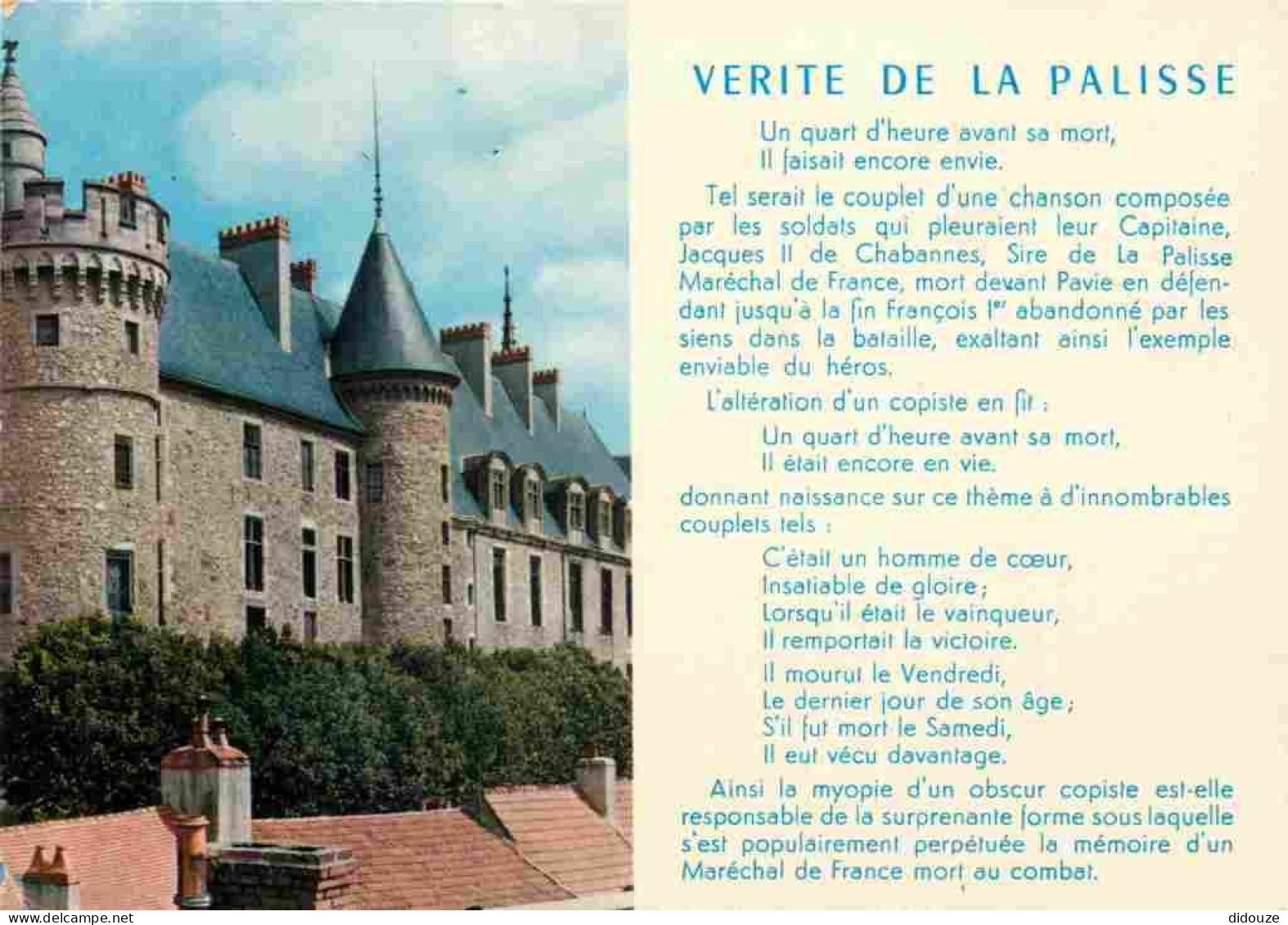 03 - Lapalisse - Le Château - Vérité De Lapalisse - CPM - Flamme Postale - Voir Scans Recto-Verso - Lapalisse