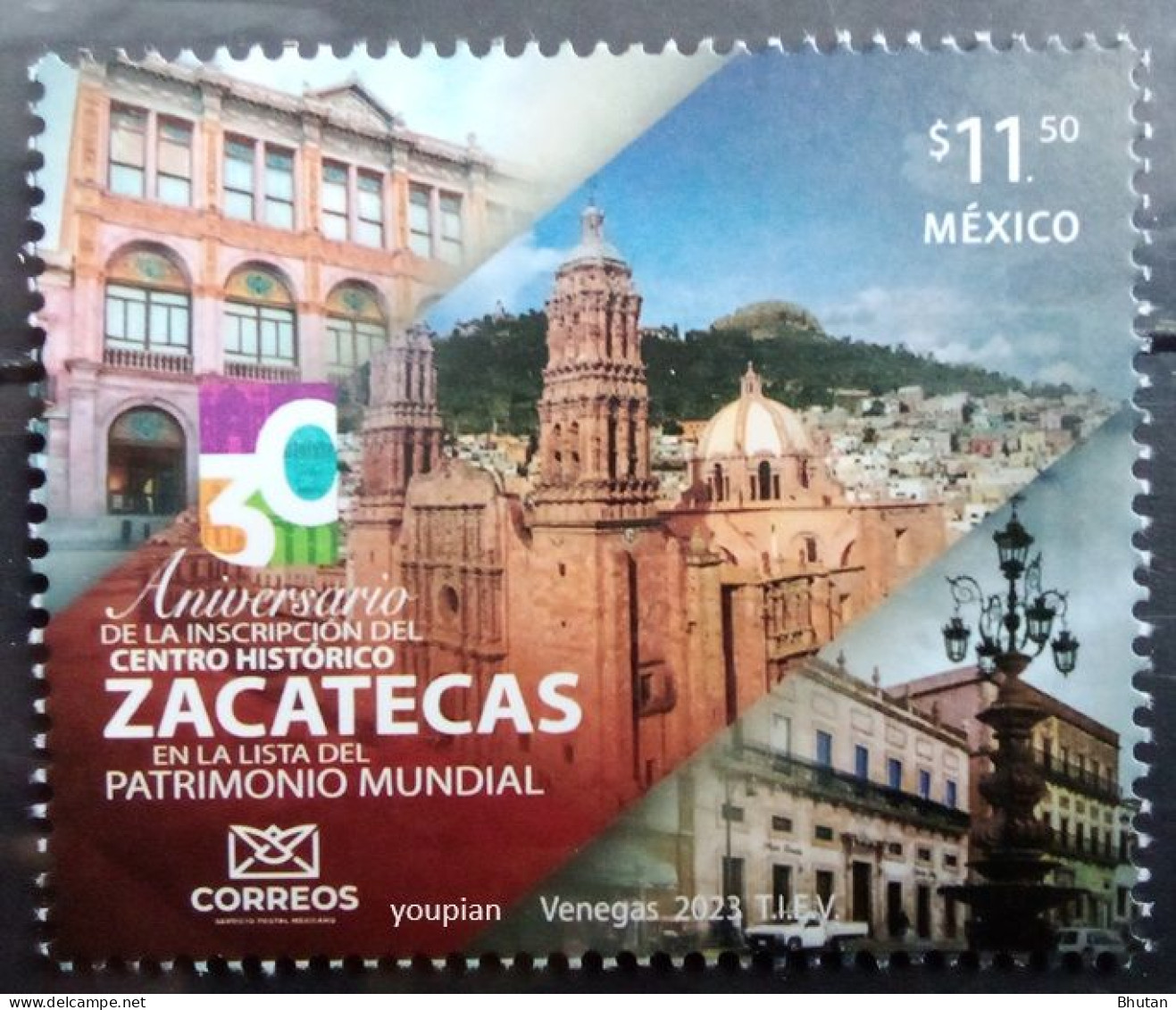 Mexico 2023, 30th Anniversary Of Zacatecas - World Heritage Site, MNH Single Stamp - Mexique