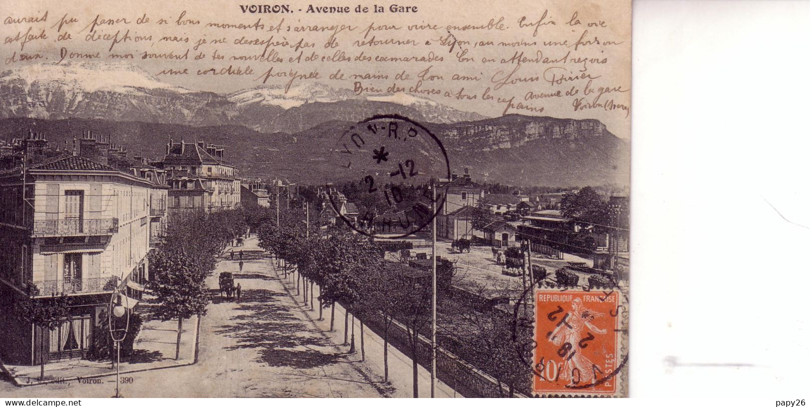 Cpa  Voiron Avenue De La Gare - Voiron