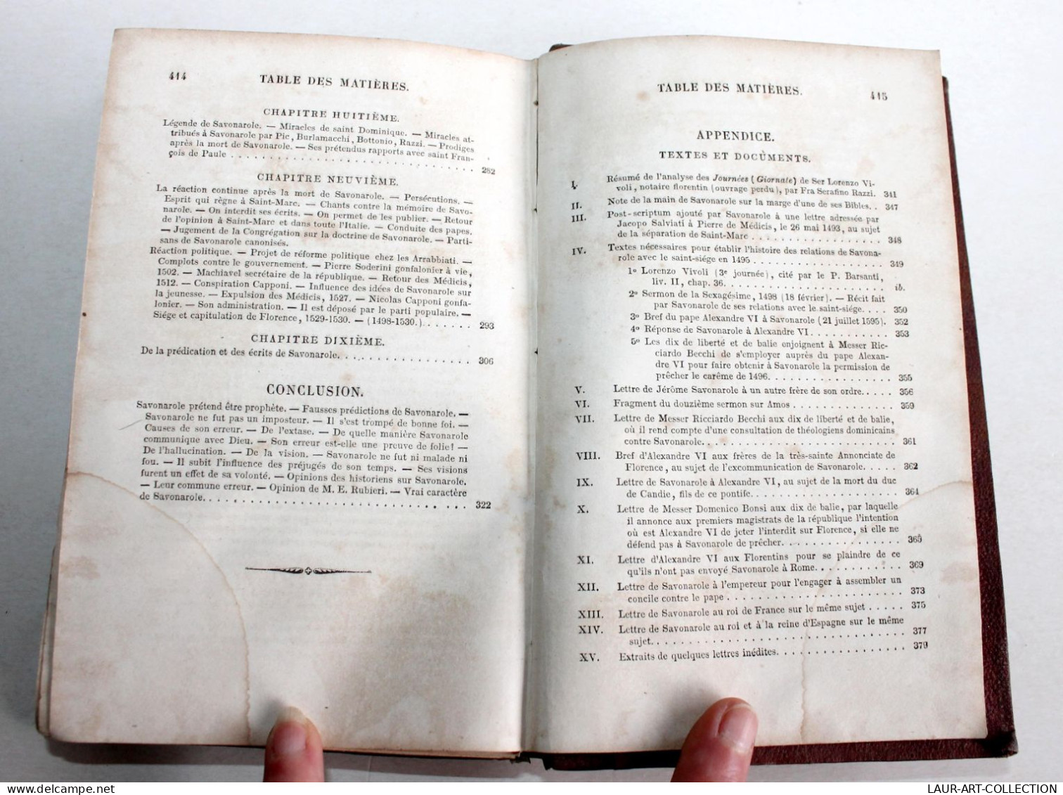 RARE DÉDICACÉ! JEROME SAVONAROLE D'APRES LES DOCUMENTS ORIGINAUX de PERRENS 1856 / ANCIEN LIVRE XIXe SIECLE (2603.6)