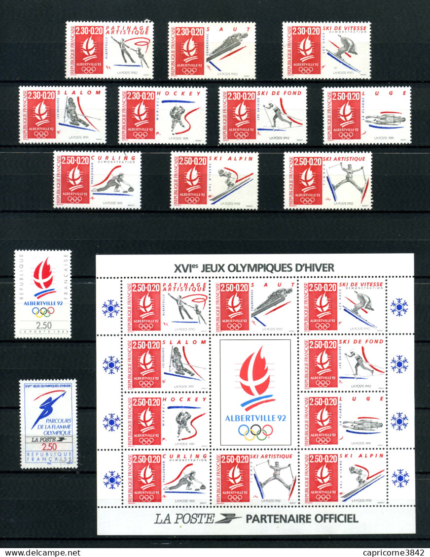 XVIe JEUX OLYMPIQUES D'HIVER A ALBERTVILLE - Série  12 Timbres Neufs + Bloc Feuillet N°14  - Unused Stamps