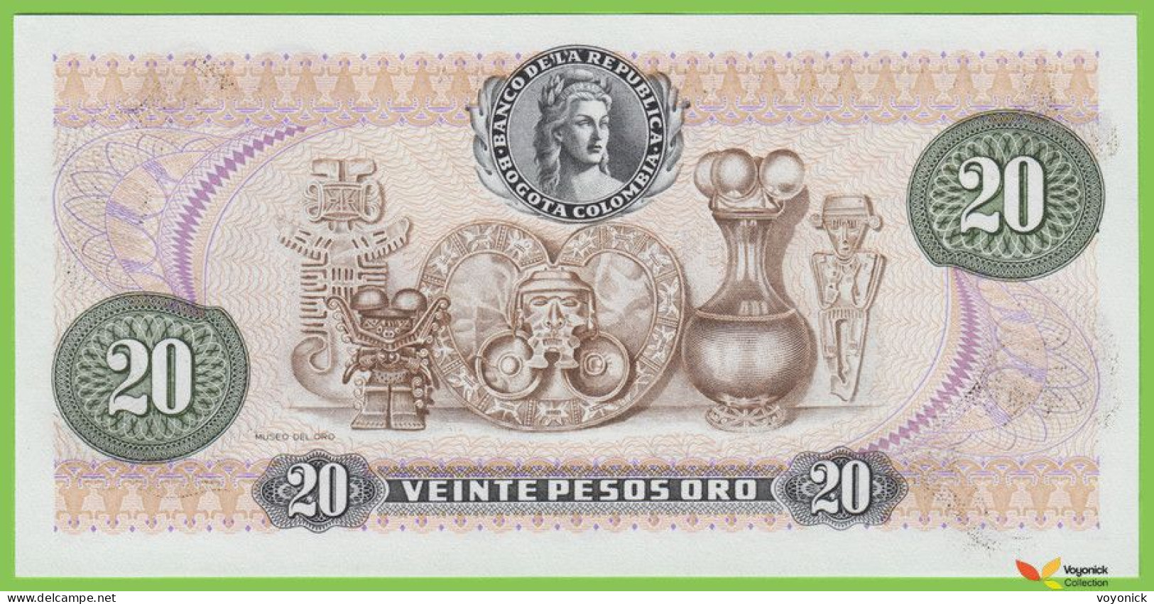 Voyo COLOMBIA 20 Pesos Oro 1983 P409d B951l UNC - Kolumbien