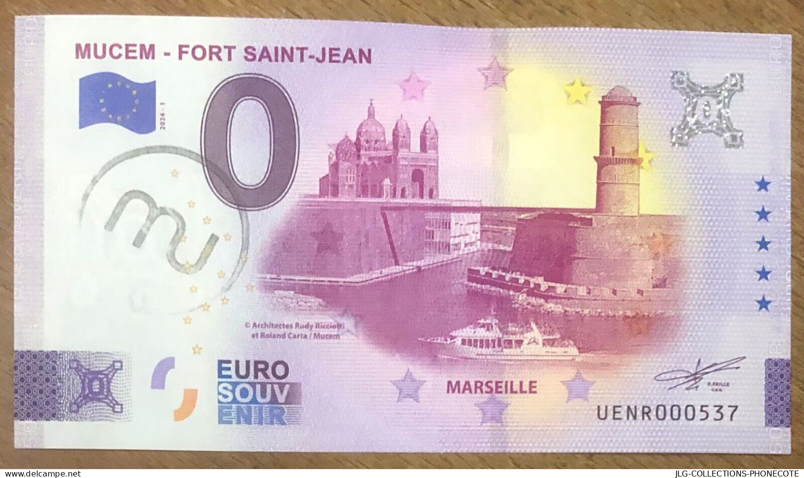 2024 MUCEM FORT SAINT-JEAN MARSEILLE + TAMPON BILLET 0 EURO SOUVENIR 0 EURO SCHEIN BANKNOTE PAPER MONEY BILLETE - Private Proofs / Unofficial