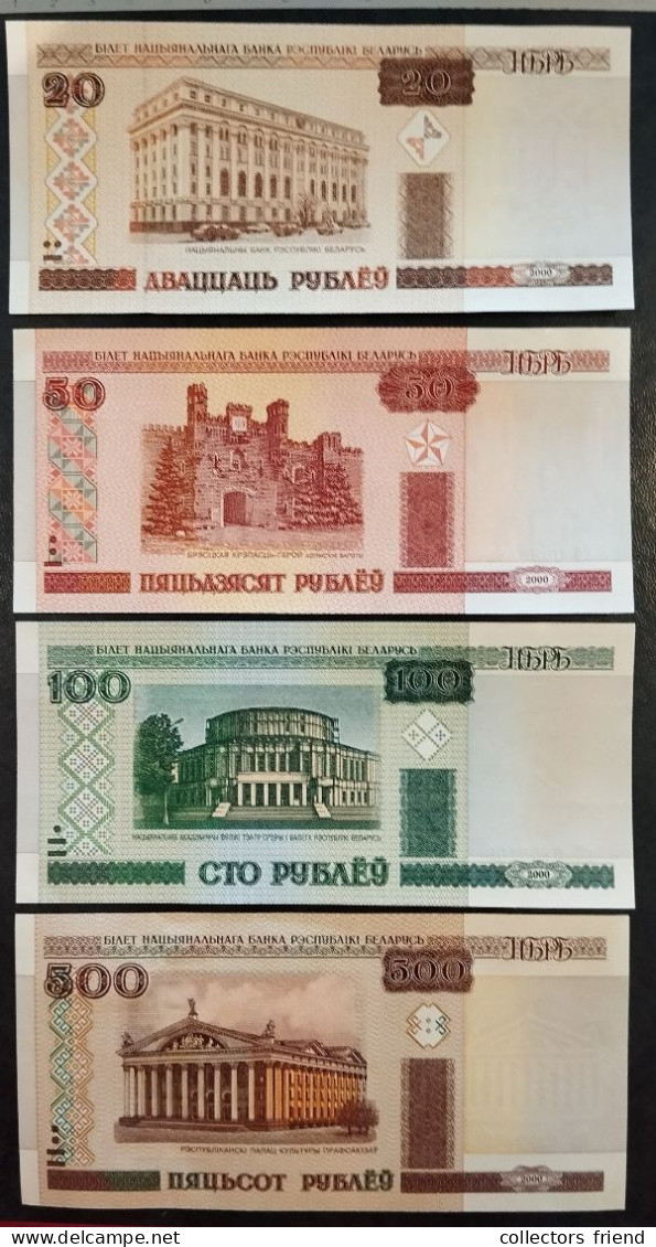 Belarus (4 Notes 2000) - 20 (P24.1) + 50 (P25b) + 100 (P26b) + 200 (P27b) Roubles - UNC - Wit-Rusland