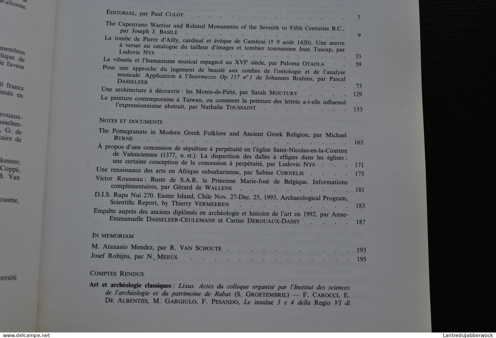 REVUE DES ARCHÉOLOGUES ET HISTORIENS D'ART DE LOUVAIN 26 93 Tombe Tombier Jean TUSCAP Ontologie Brahms Monts De Piété - Art