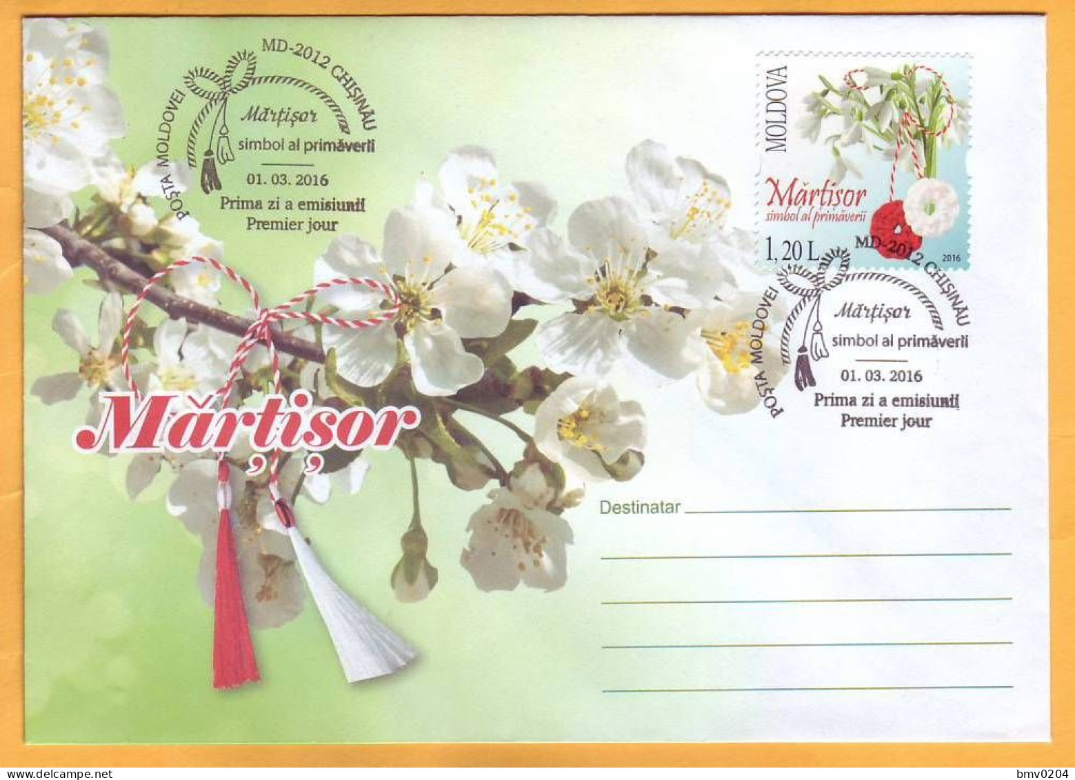 2016 Moldova Moldavie Moldau  Private FDC  National Holiday Of Spring. Martisor. 1,20 - Moldavie