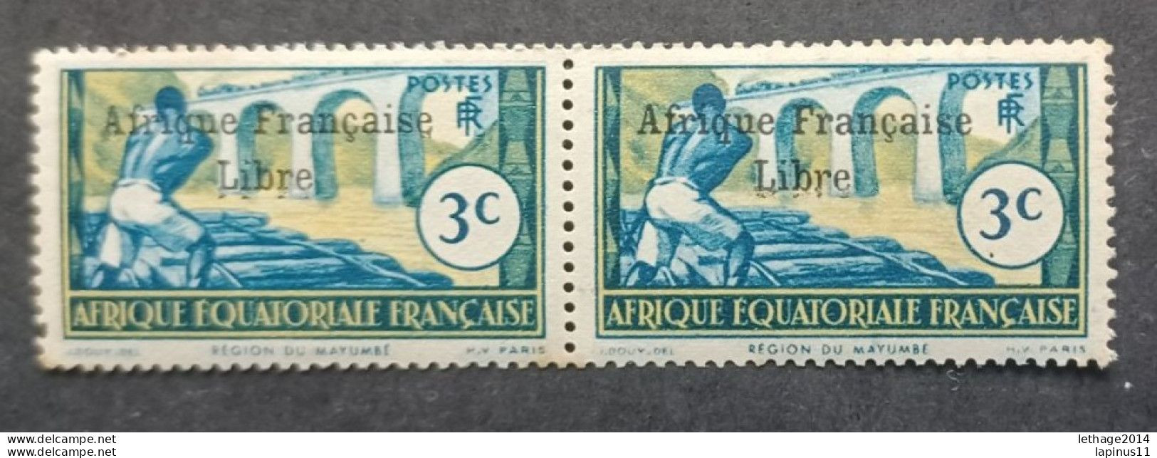 COLONIE FRANCE AFRICA EQUATORIALE FRANCESE AEF 1941 HELIOGRAVES CAT YVERT N 158 VARIETY DOUBLE "LIBRE" WRITING MNH - Unused Stamps