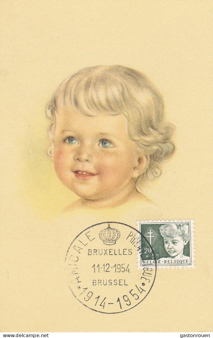 Carte Maximum Belgique 1954 955 Tête Visage  D'enfant Timbre Antituberculeux - 1951-1960