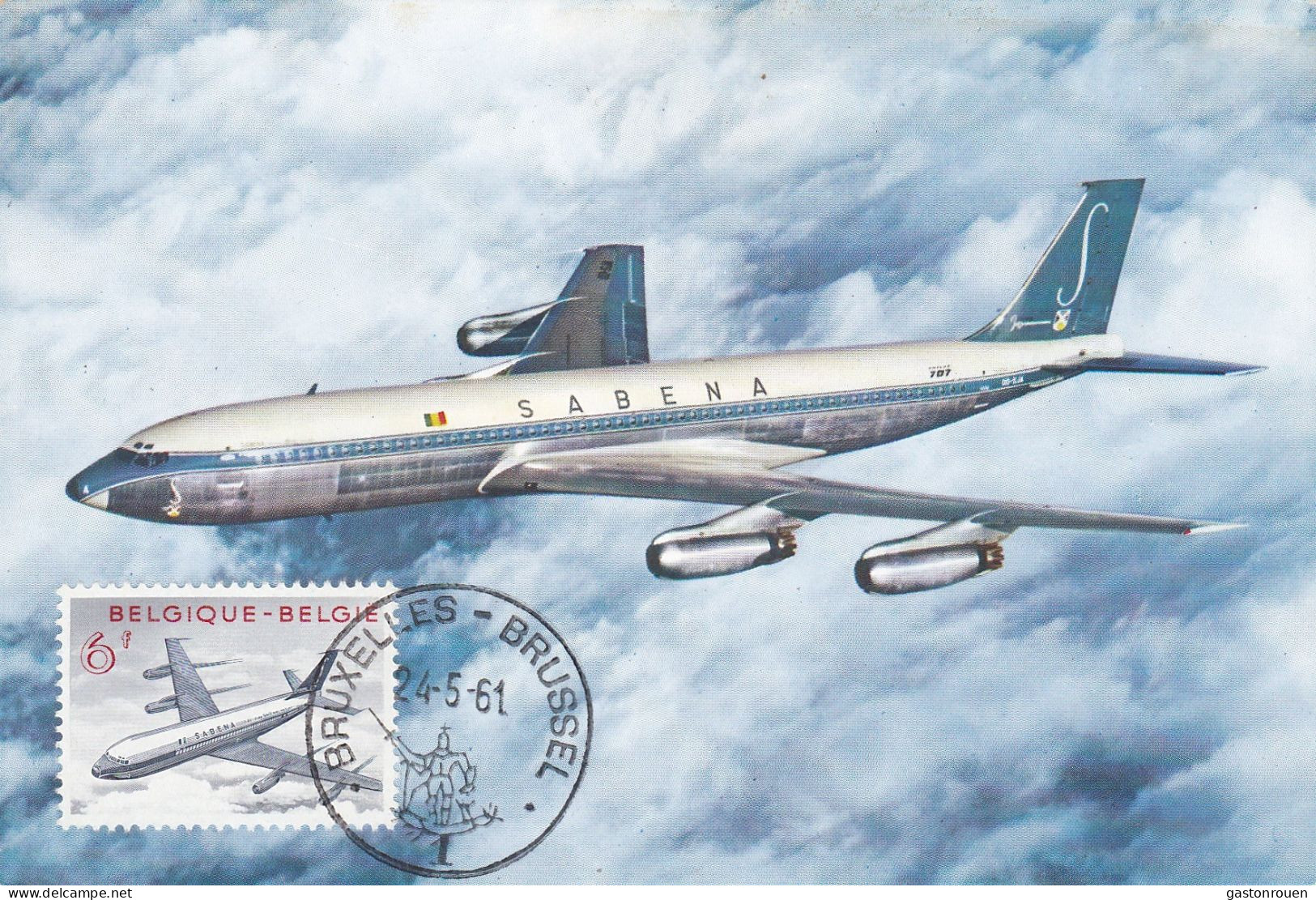 Carte Maximum Belgique 1961 Avion Plane Boeing Sabena Sur Carte Publicitaire 1113 - 1961-1970