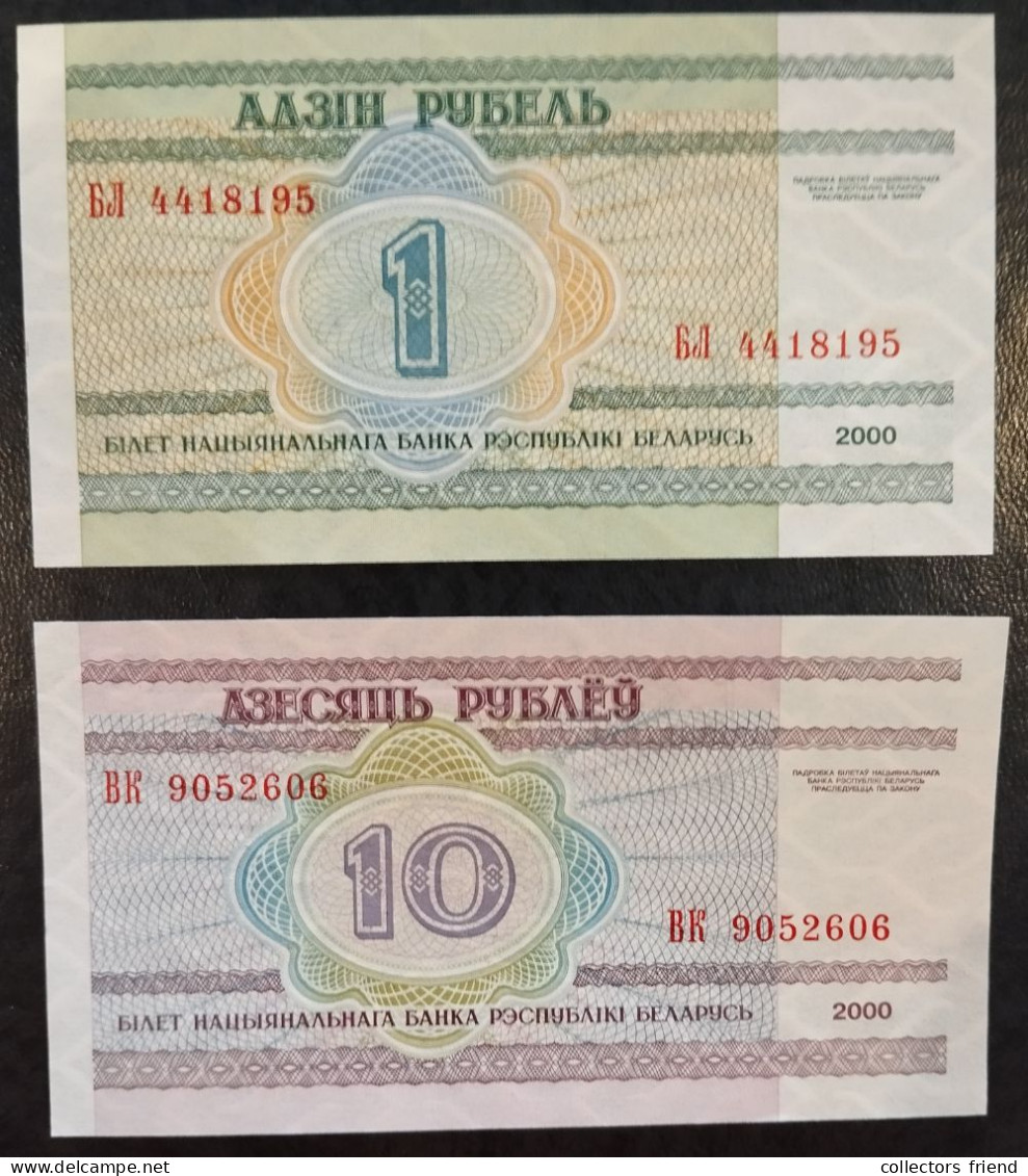 Belarus (2 Notes 2000) - 1 (P21) + 10 (P23) Roubles - UNC - Wit-Rusland