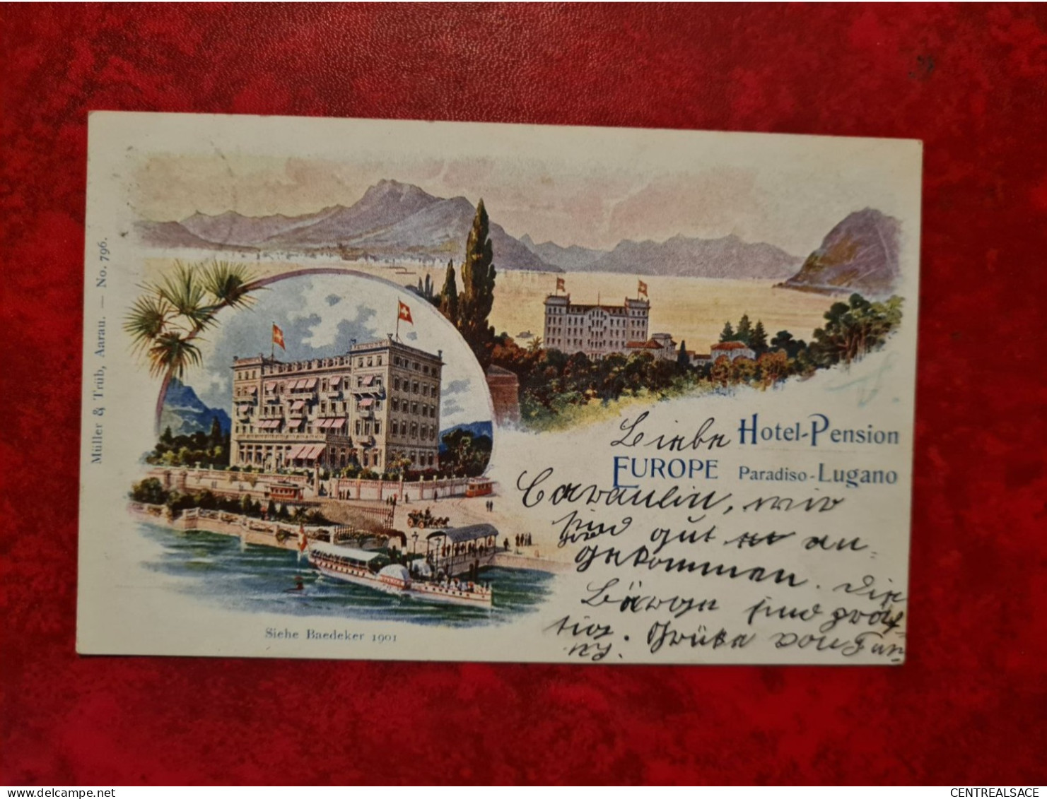 POSTKARTE CARTE LUGANO POUR THANN HOTEL PENSION EUROPE PARADISIO LUGANO - Lugano