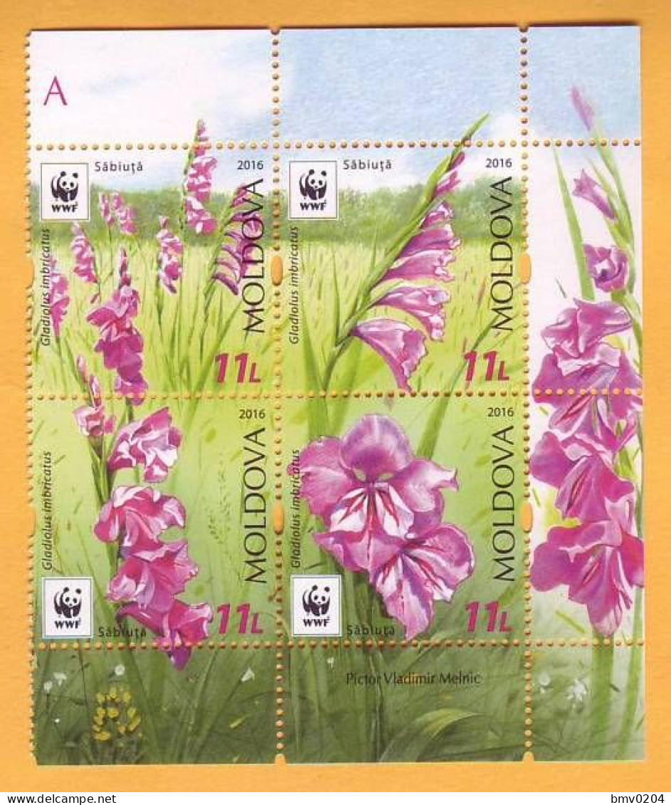 2016  Moldova Moldavie  WWF Gladiolus Imbricatus Guarded Flora. Gladiolus  Flowers, Nature Mint. - Moldawien (Moldau)