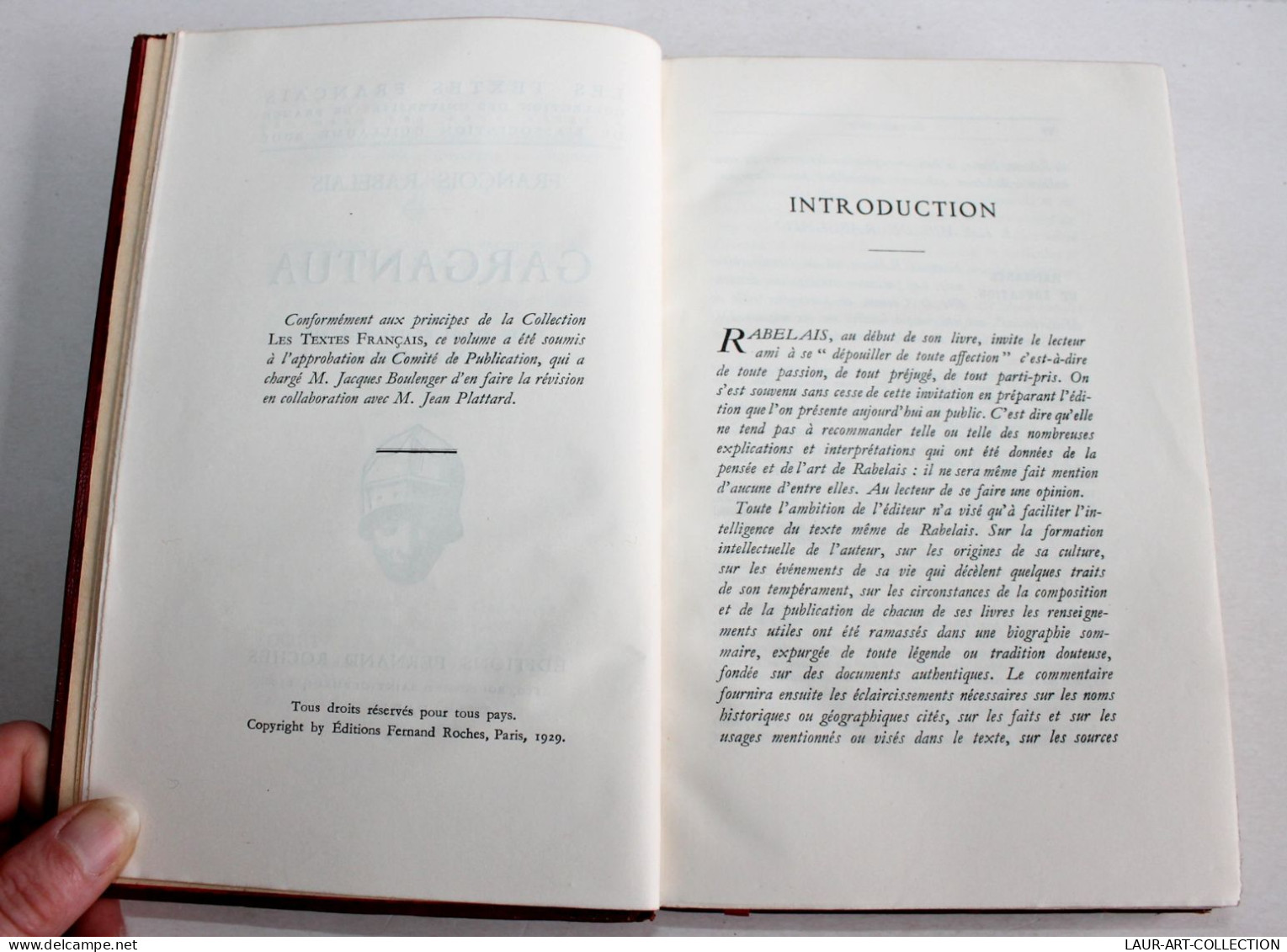 FRANCOIS RABELAIS GARGANTUA TEXTE ETABLI Par PLATTARD 1929 PAPIER BIBLE NUMEROTE / ANCIEN LIVRE XXe SIECLE (2603.10) - 1901-1940