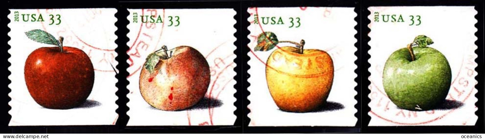 Etats-Unis / United States (Scott No.4731-34 - Pommes / Apples) (o) Roulette / Set Of 4 TB/VF - Used Stamps