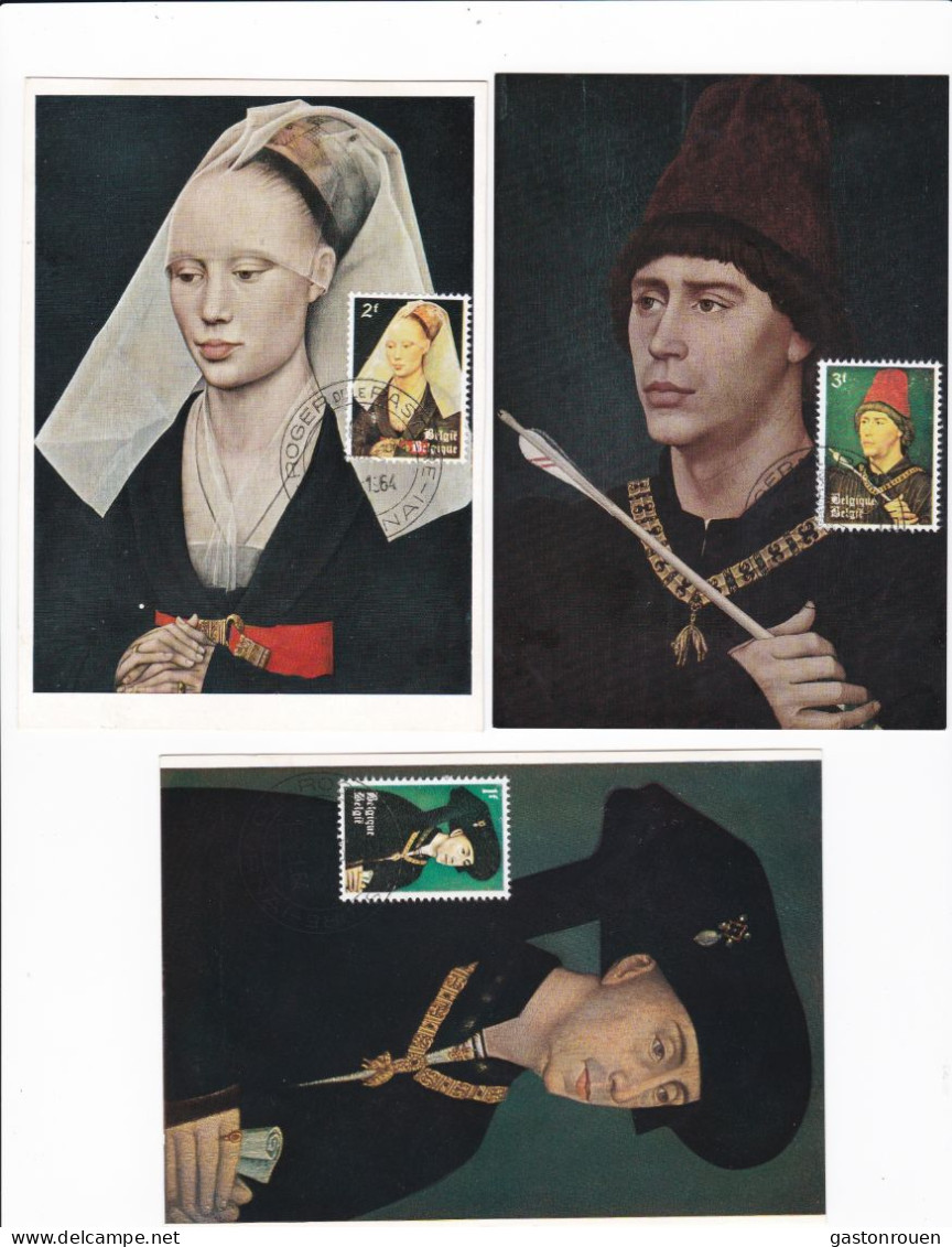 Carte Maximum Belgique 1964 3 Cartes 1300 à 1302 Roger Van Der Weyden Peinture Painting - 1961-1970