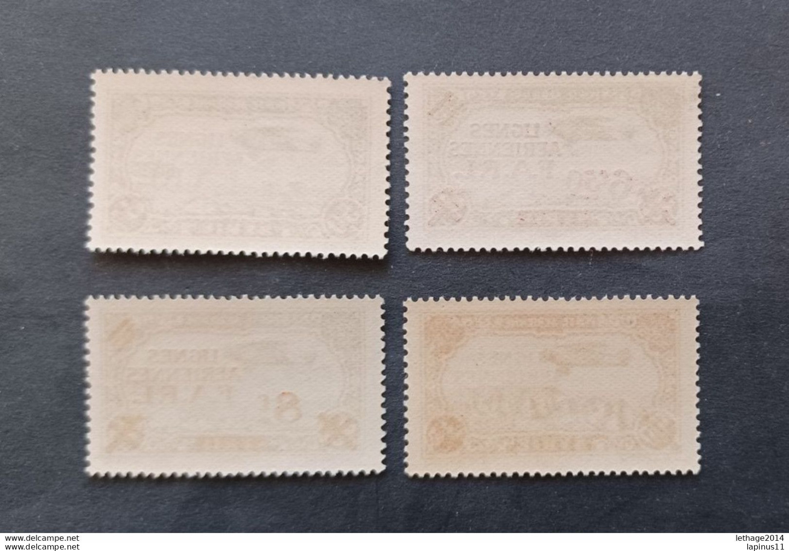 LEVANT FRANCE LIBRE GRAND LIBAN 1942 AIRMAIL TIMBRE DE SYRIE DE 1931 CAT YVERT 1/4 MNH ERROR OVERPRINTED UGNES NO LIGNES - Unused Stamps