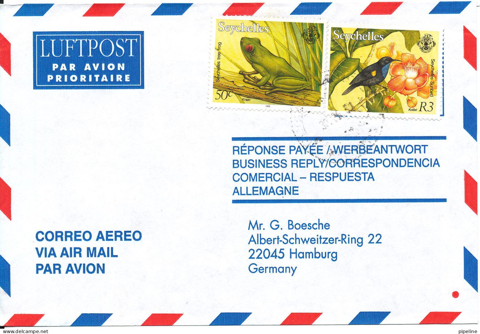 Seychelles Air Mail Cover Sent To Germany 2001 - Seychellen (1976-...)