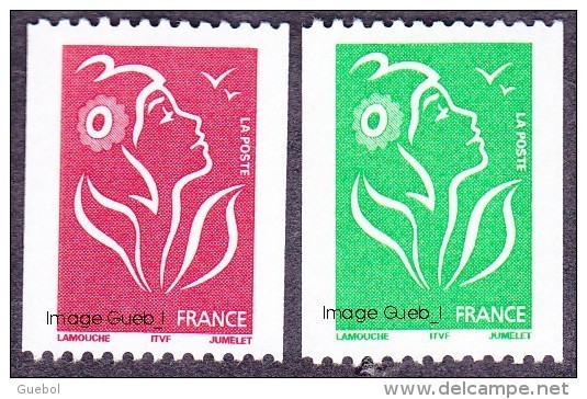 France N° 3742 ** Et 3743 ** Marianne De Lamouche. Les Roulettes TVP, Verte Et Rouge. Légende ITFV - Ungebraucht