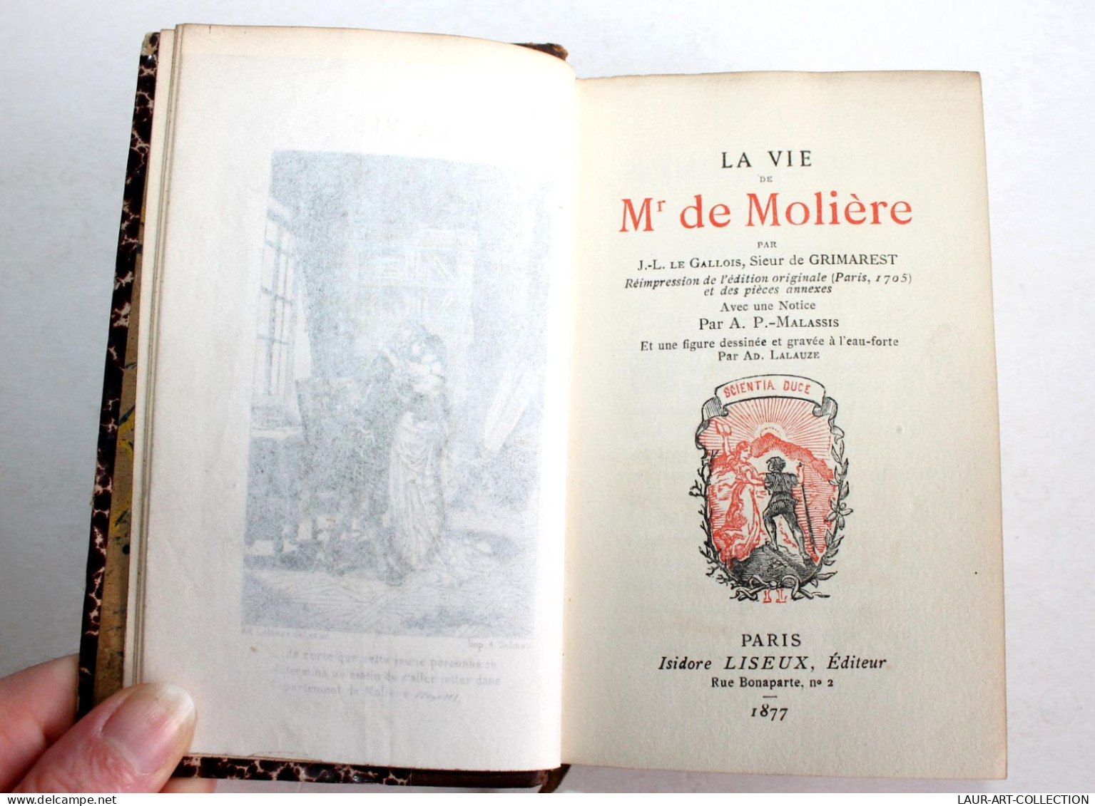 LA VIE DE Mr DE MOLIERE Par LE GALLOIS SIEUR DE GRIMAREST + GRAVURE LALAUZE 1877 / ANCIEN LIVRE XIXe SIECLE (2603.16) - 1801-1900