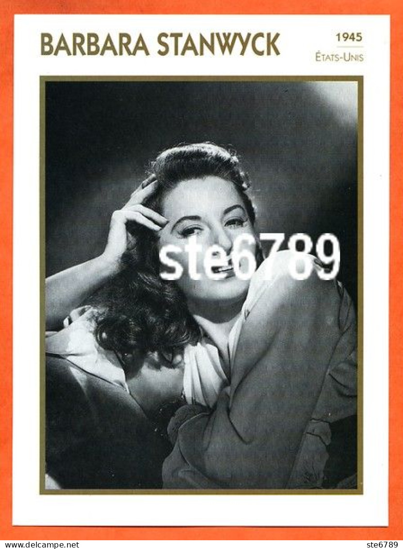 BARBARA STANWYCK 1945 Etats Unis Filmographie Biographie Fiche Acteur Actrice Cinéma - Altri & Non Classificati