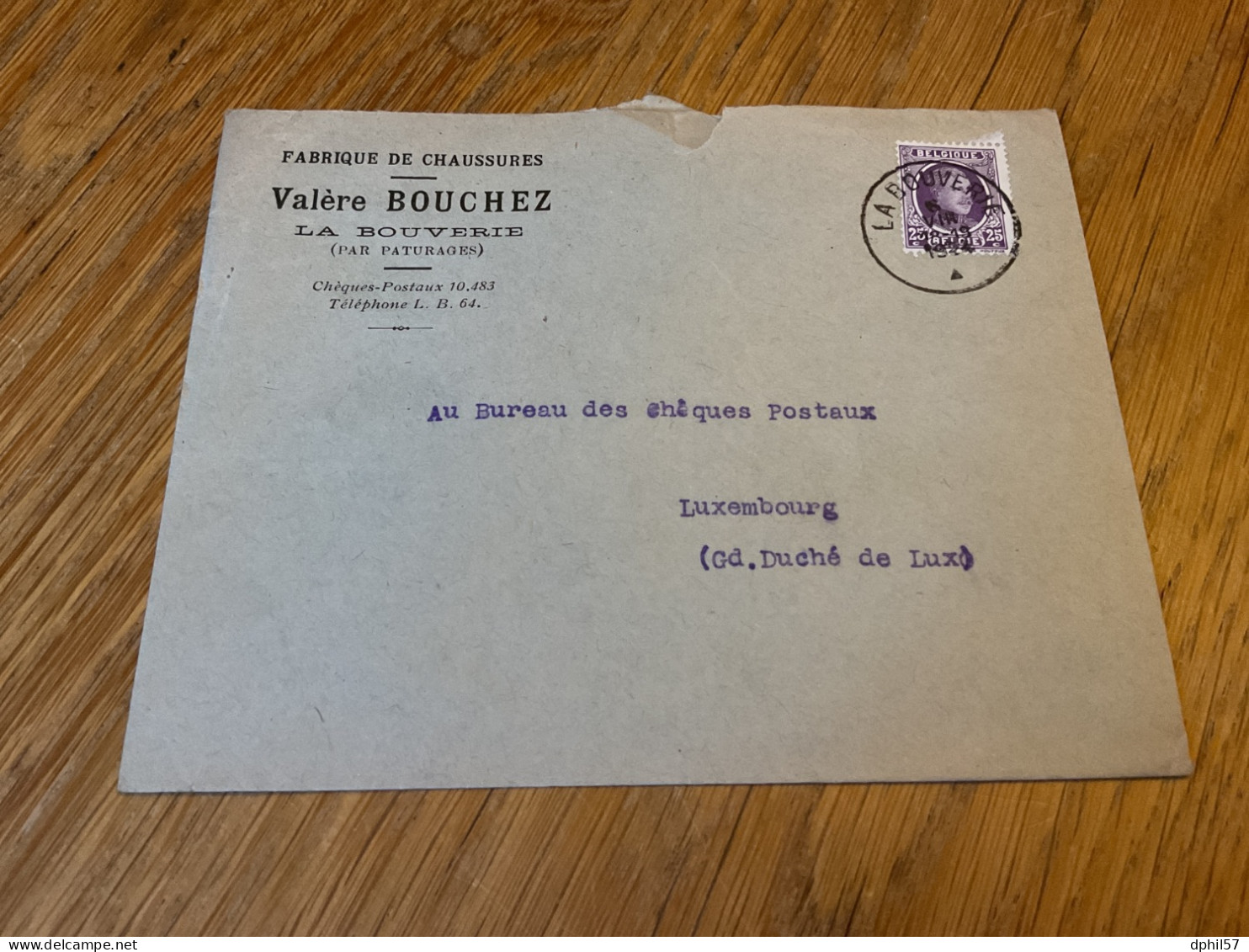 Belgique N°903 (Houyoux) Seul Sur Pli à En-tête Ets Bouchez à La Bouverie (1924) - Cartas & Documentos