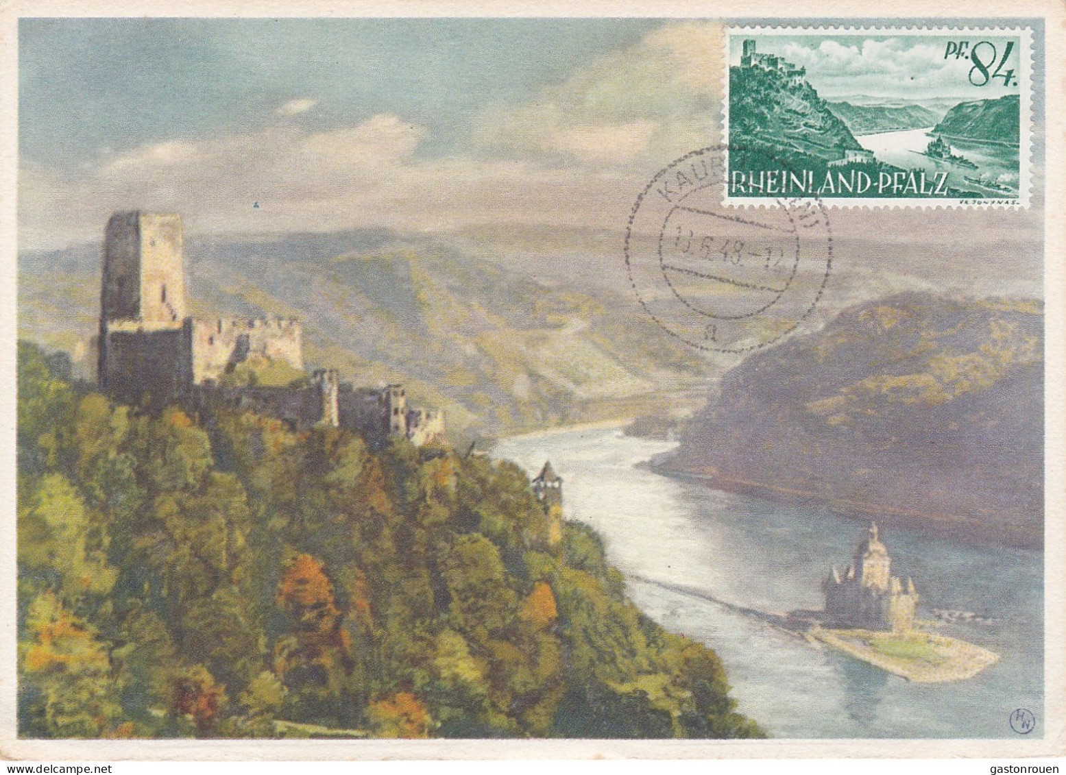 Carte Maximum Allemagne Occupation Française Rheinland Pflalz Burg Gutenfels - Rhine-Palatinate