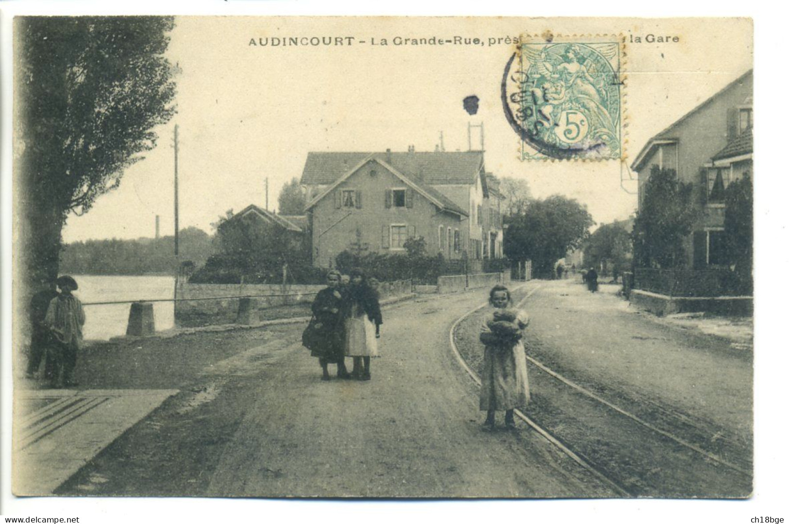 CPA 25 Doubs - AUDINCOURT - La Grande Rue Près De La Gare - Animation, Enfants - Montbéliard