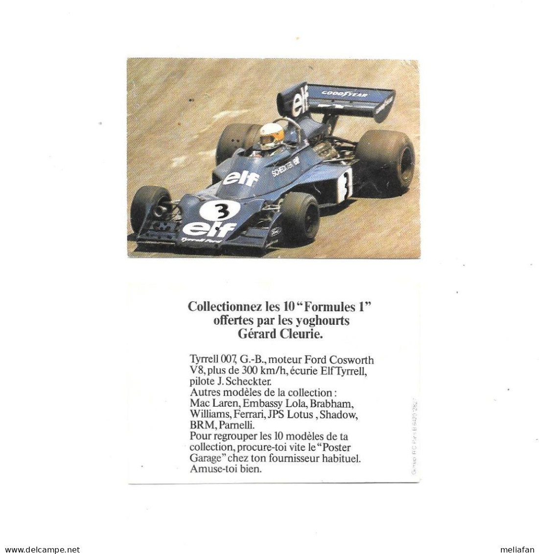 DX58 - VIGNETTE GERARD CLEURIE - TYRRELL 007 - FORMAT 8 X 5.5 CM - Car Racing - F1