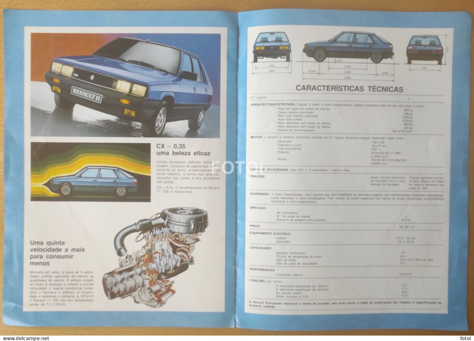 1982 Original RENAULT 11 car voiture Catalogue catalog Oldtimer brochure edition Portuguaise