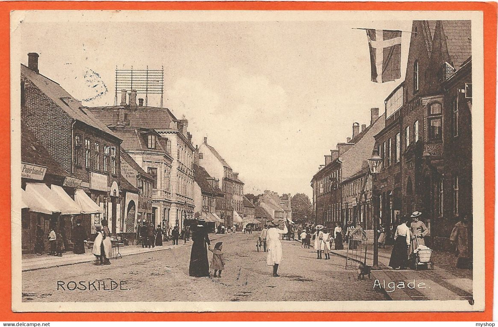 DK125_*   ROSKILDE * ALGADE With SHOPS & STREET-LIFE * SENDT 1912 - Danemark