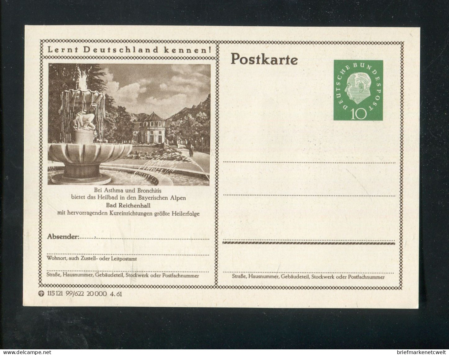 "BUNDESREPUBLIK DEUTSCHLAND" 1961, Bildpostkarte Mit Bild "BAD REICHENHALL" ** (B1147) - Geïllustreerde Postkaarten - Ongebruikt