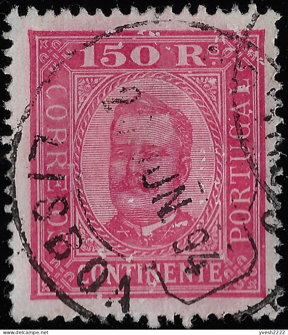 Portugal 1892 Y&T 75a. 150 R Rose Oblitéré. Papier Couché, Dentelé 13 1/2. Y&T 65 € - Oblitérés