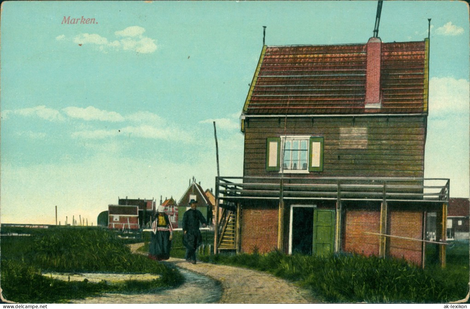 Postkaart Marken-Waterland Straßenpartie 1913 - Marken