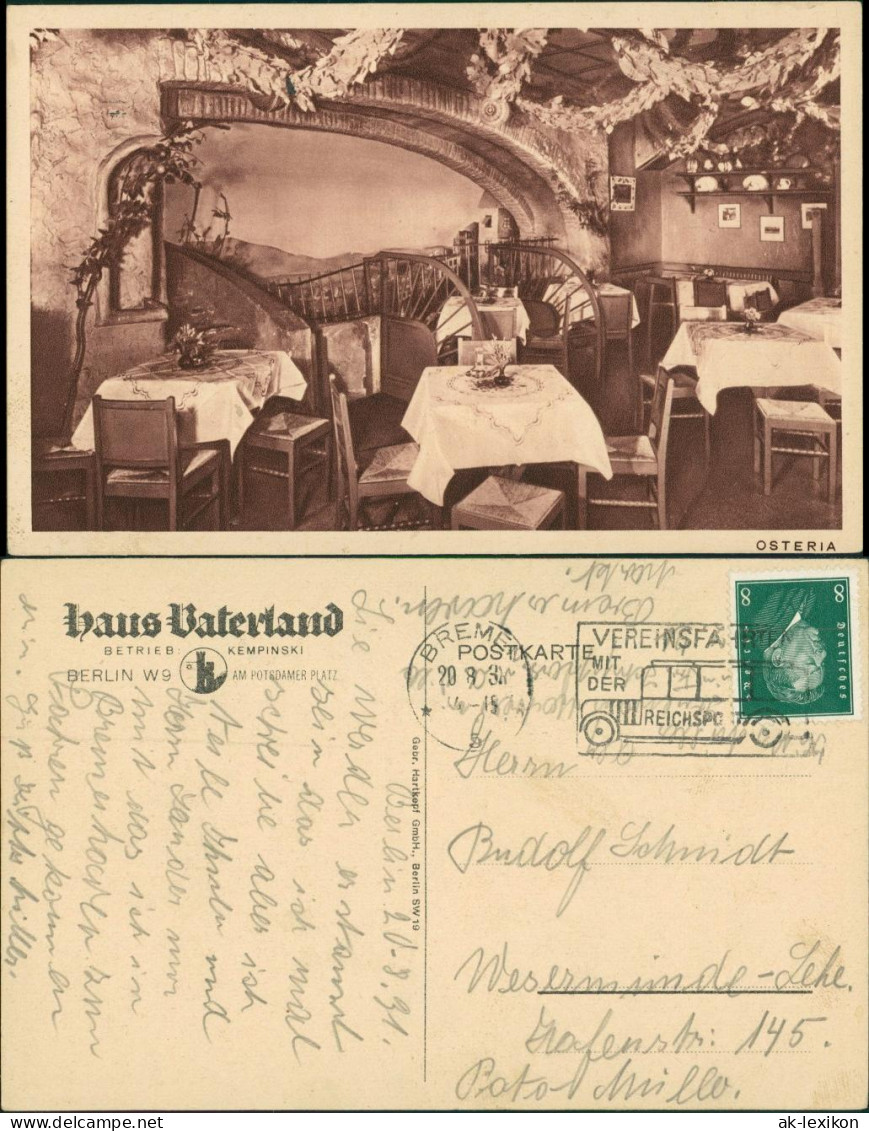 Tiergarten-Berlin Kaffeehaus "Vaterland" - Potsdamer Platz Osteria 1930 - Tiergarten