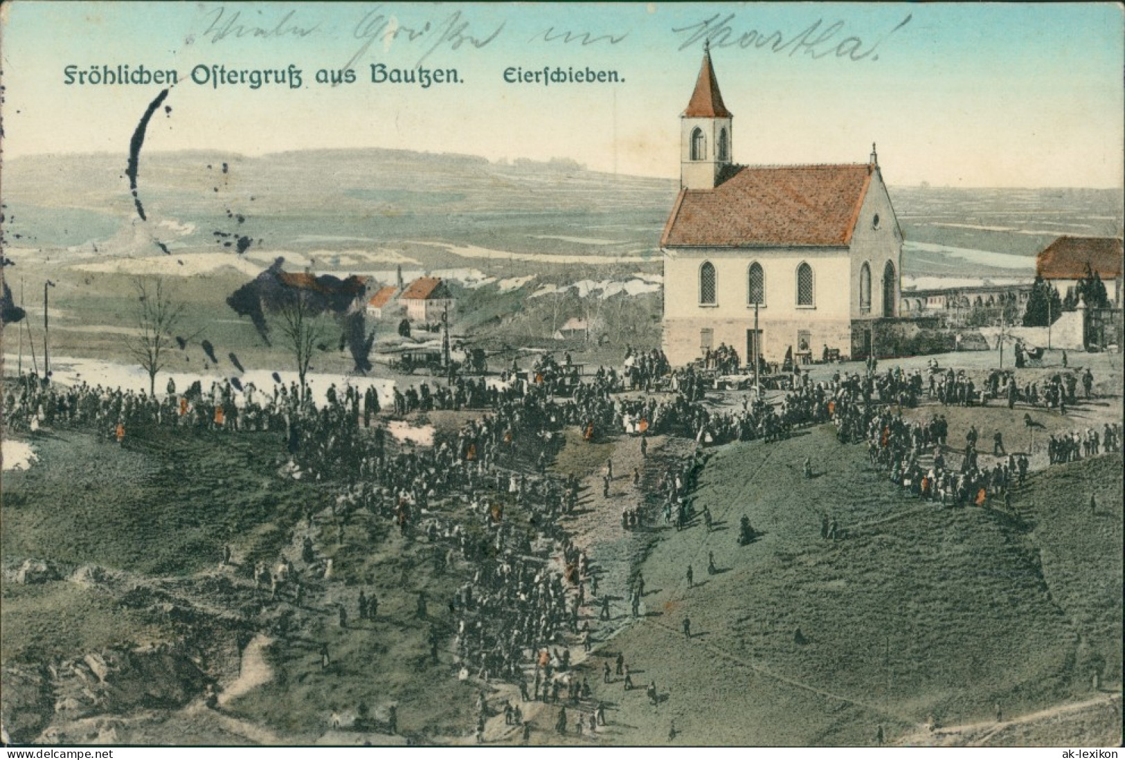Ansichtskarte Bautzen Budyšin Fröhlichen Ostergruß - Eierschieben 1912 - Bautzen